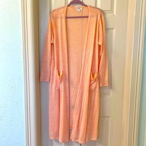 LuLaRoe Sarah duster Cardigan Size L Peach color